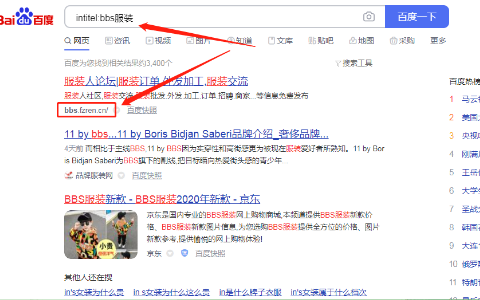 百度搜索输入inurl bbs intitel 服装