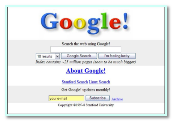 谷歌搜素引擎早期的界面