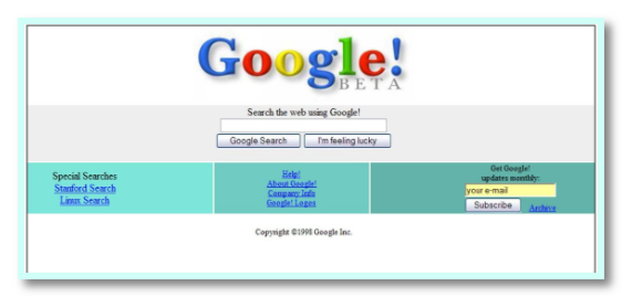谷歌搜索引擎早期的界面